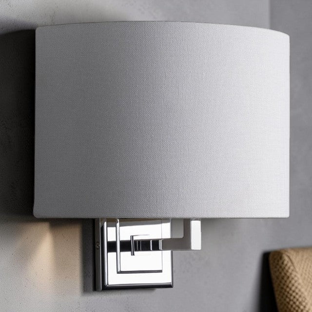 Modern Fabric Shade Wall Light with Chrome Finish