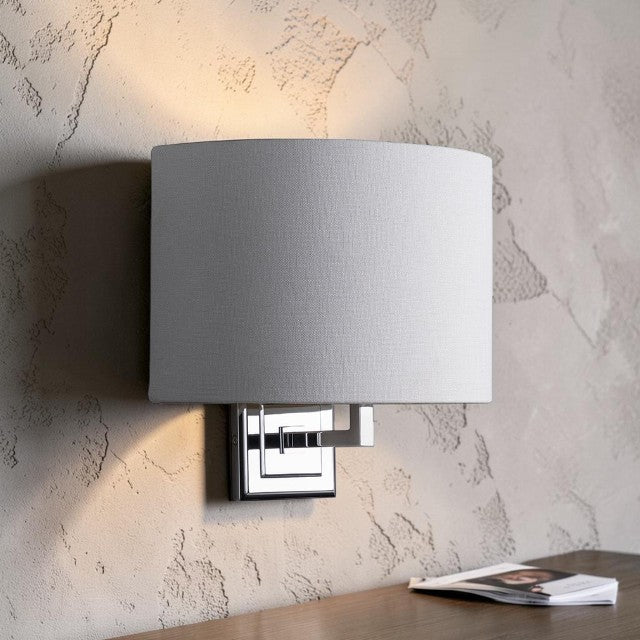 Modern Fabric Shade Wall Light with Chrome Finish