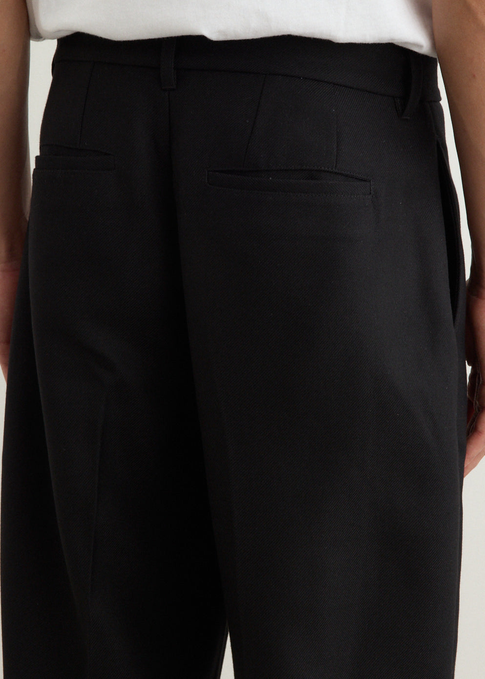 Straight Leg Wool-Blend Tailored Pants with Mid-Rise Waist and Front Pleats