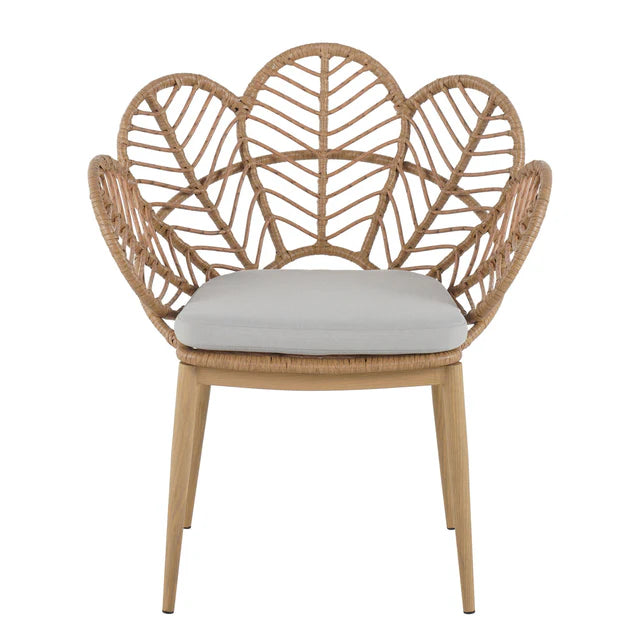 Outdoor Patio, 7 Piece Dining Set with Wicker Chairs and Wood Table