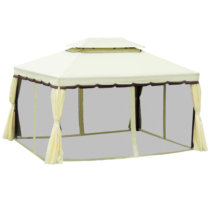 Outdoor Gazebo with Vented Roof and Side Curtains, 10 ft x 13 ft