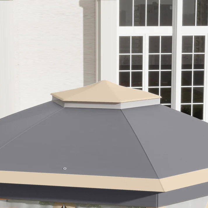 Hexagon Pop-Up Gazebo with Mesh Curtains and Carry Bag, 13 ft x 11 ft