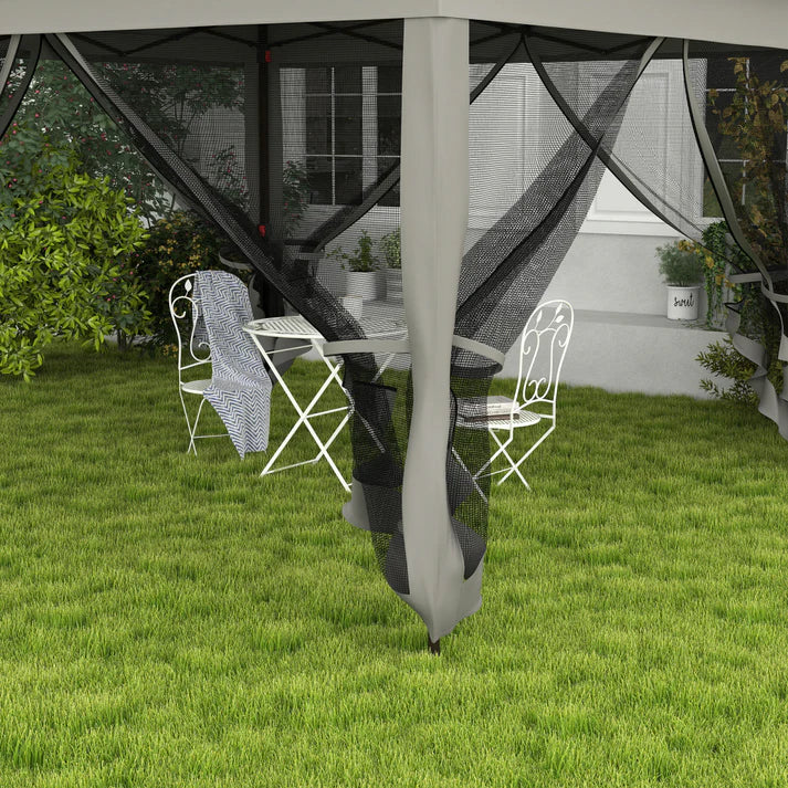 Pop Up Gazebo with Mesh Curtains and Steel Frame, 10.7 ft x 10.7 ft