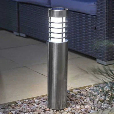 Outdoor Lights, Solar Stainless Steel Bollard Pathway Lights, Set of 4