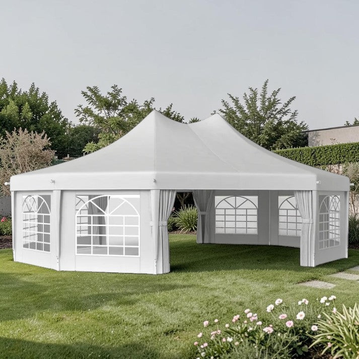 10 Sided, Large Event Gazebo Tent with Steel Frame and Waterproof Canopy