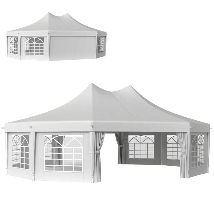 10 Sided, Large Event Gazebo Tent with Steel Frame and Waterproof Canopy