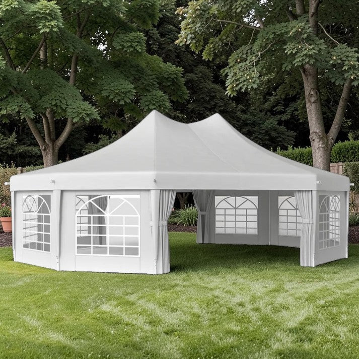 10 Sided, Large Event Gazebo Tent with Steel Frame and Waterproof Canopy