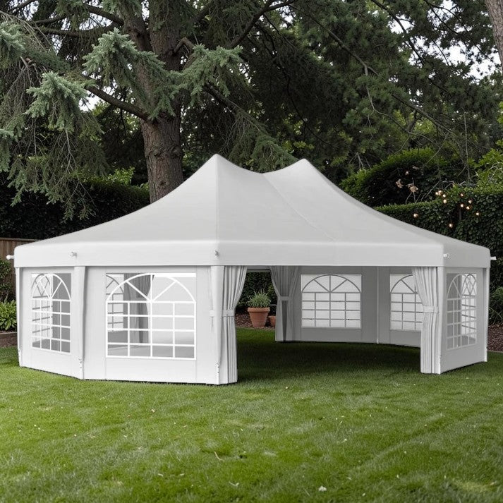 10 Sided, Large Event Gazebo Tent with Steel Frame and Waterproof Canopy