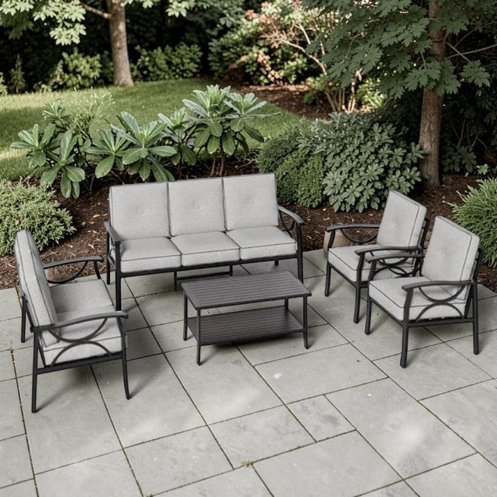 Outdoor Patio, 5 Piece Sofa Seating Set with Cushions and Coffee Table