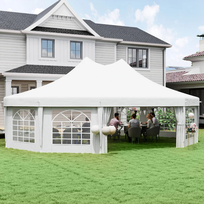 10 Sided, Large Event Gazebo Tent with Steel Frame and Waterproof Canopy