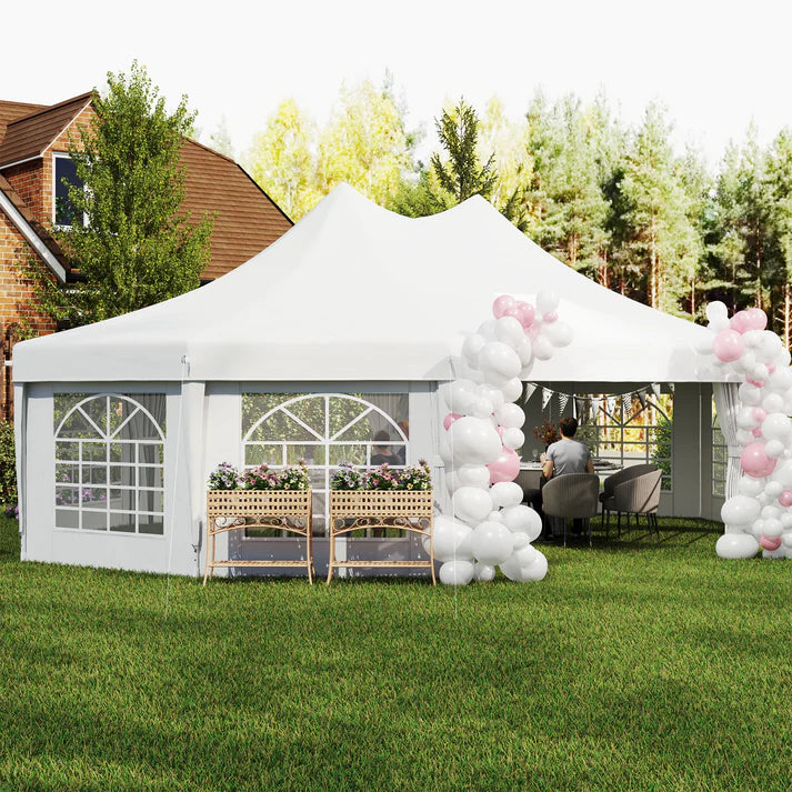 10 Sided, Large Event Gazebo Tent with Steel Frame and Waterproof Canopy
