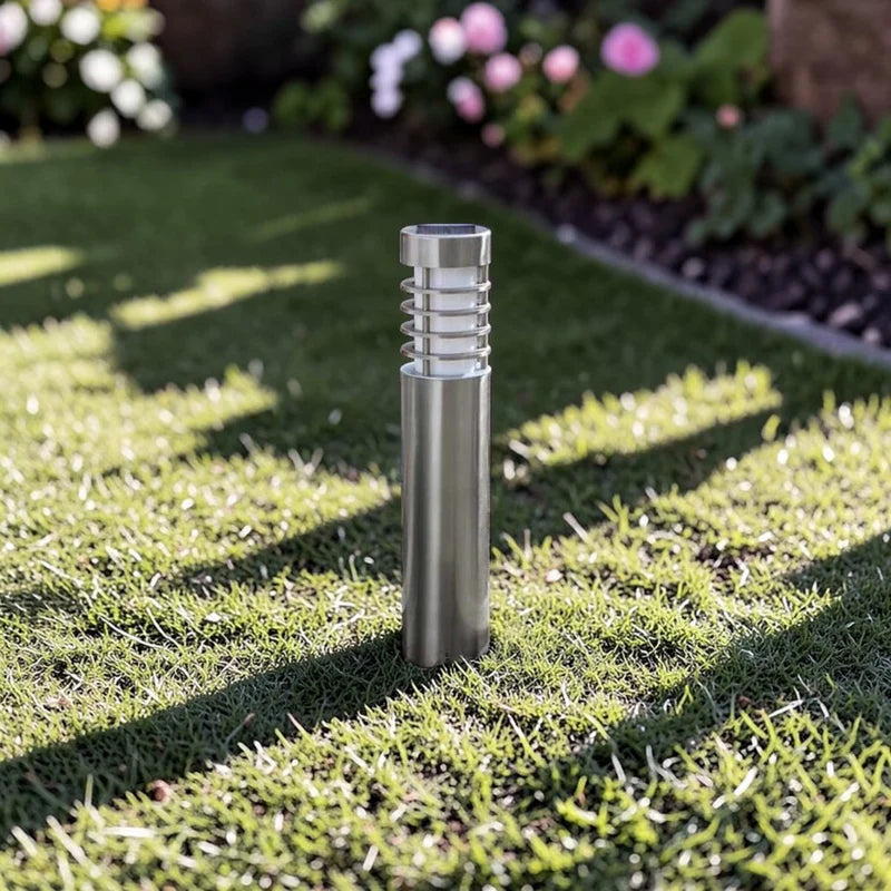Outdoor Lights, Solar Stainless Steel Bollard Pathway Lights, Set of 4
