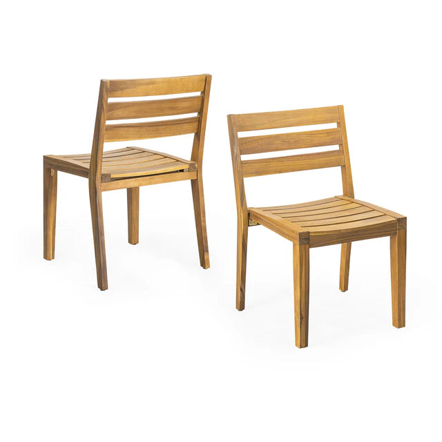 Outdoor Patio, 3 Piece Wood Bistro Set with Round Table and Chairs