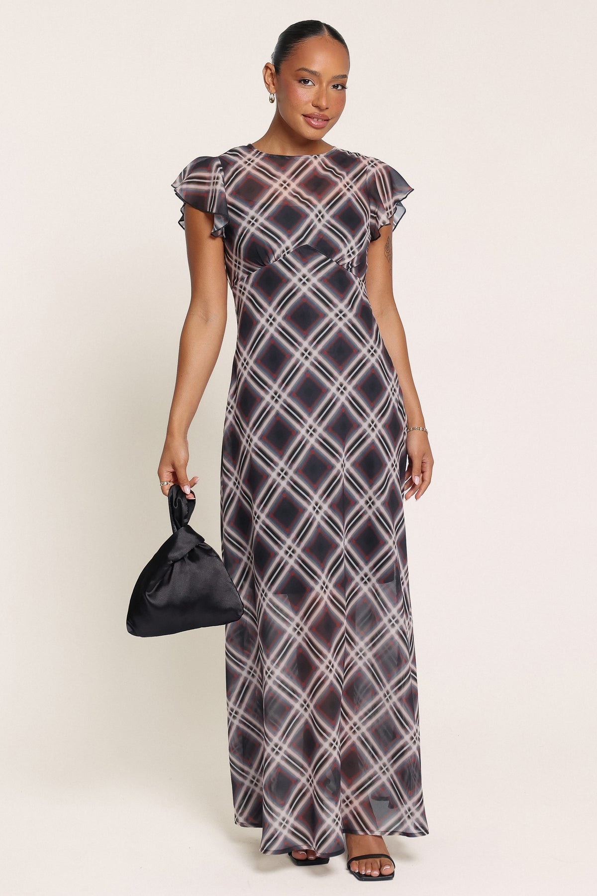 DRESSES Fenella Maxi Dress - Burgundy Tartan