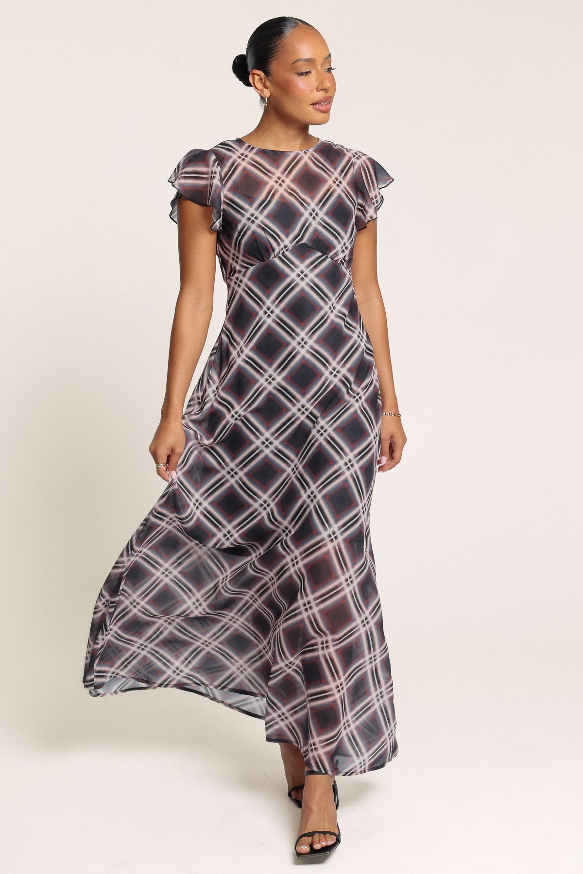 DRESSES Fenella Maxi Dress - Burgundy Tartan