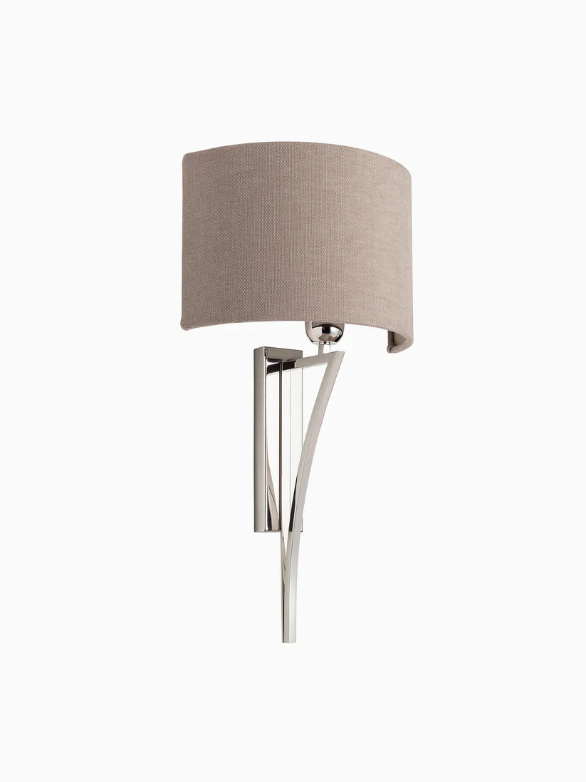 Sculptural Curved, Metal Wall Light with Fabric Shade