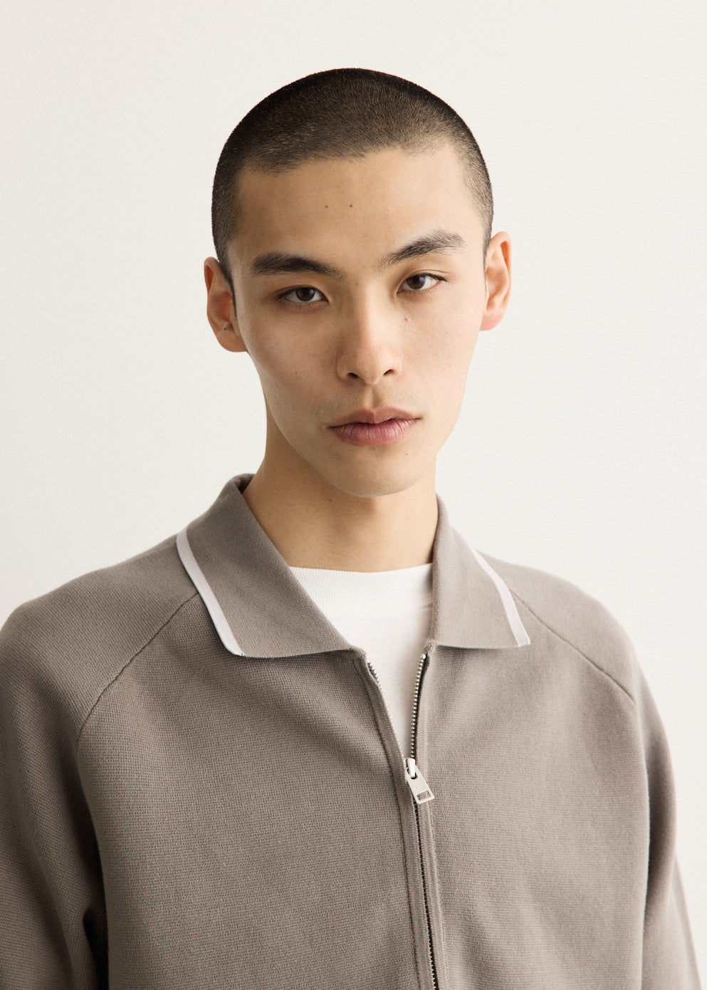 Milano Cotton Jacket with Flap Pockets and Shirt Collar, Embroidered Back Neckline