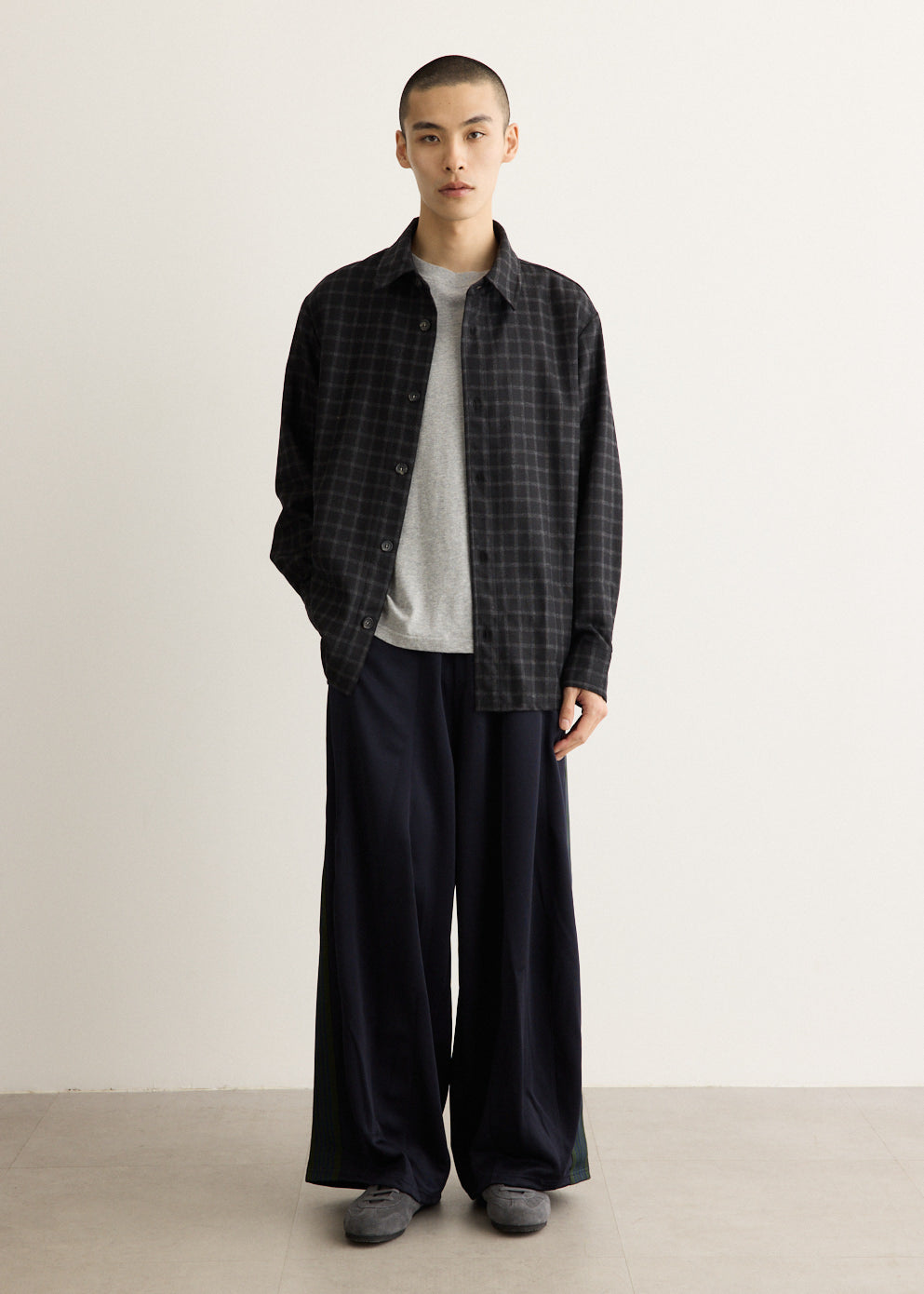 Ultra-Wide Leg Track Pants with Rayon Stripes and Zippered Pockets