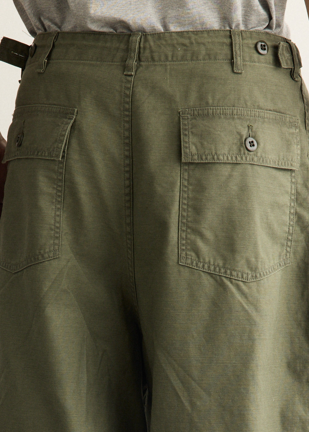 Wide-Leg Cotton Drill Pants with Drawstring Waistband and Oversized Patch Pockets