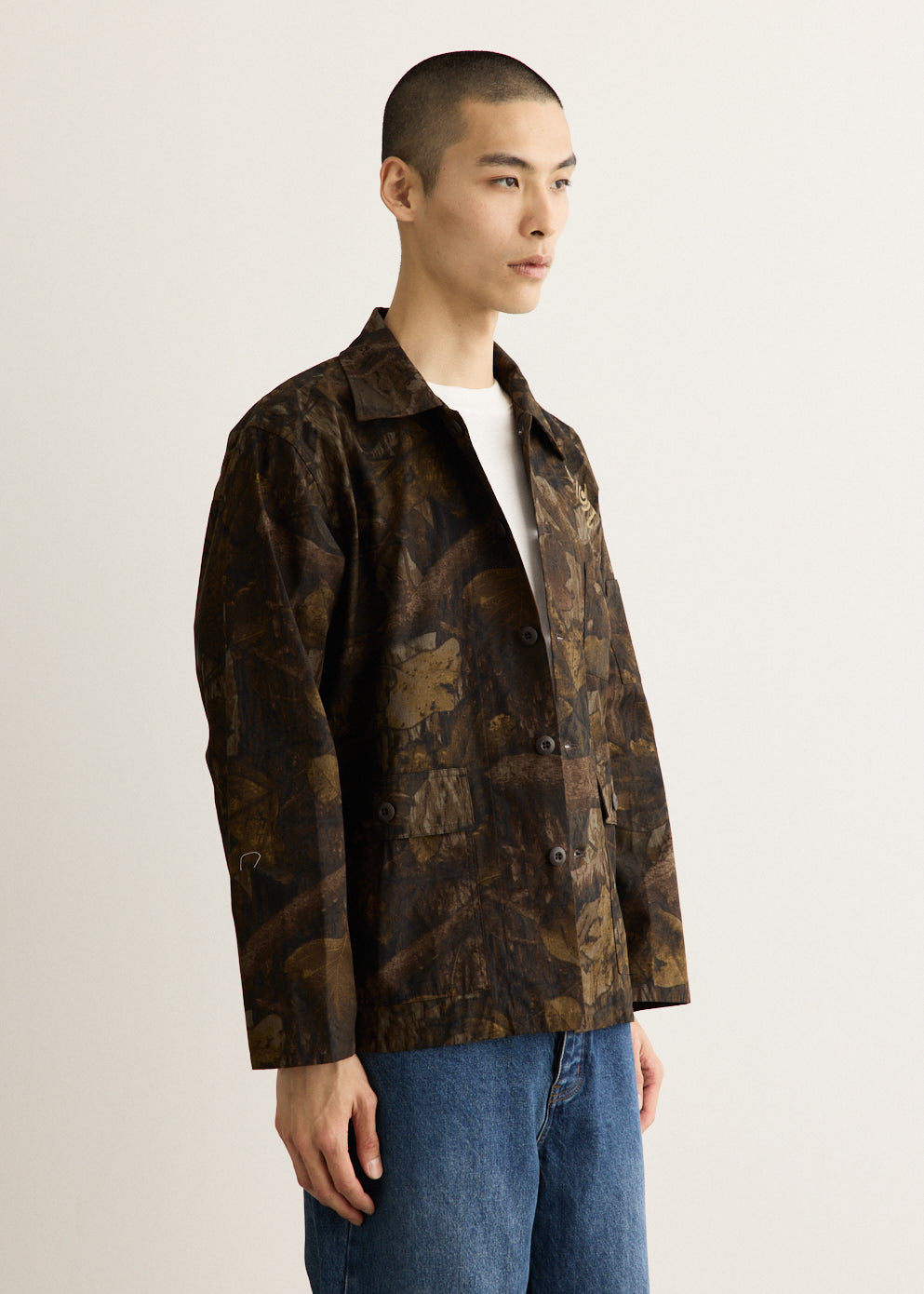 Camouflage Button-Down Shirt with Relaxed Fit and Chest Pocket