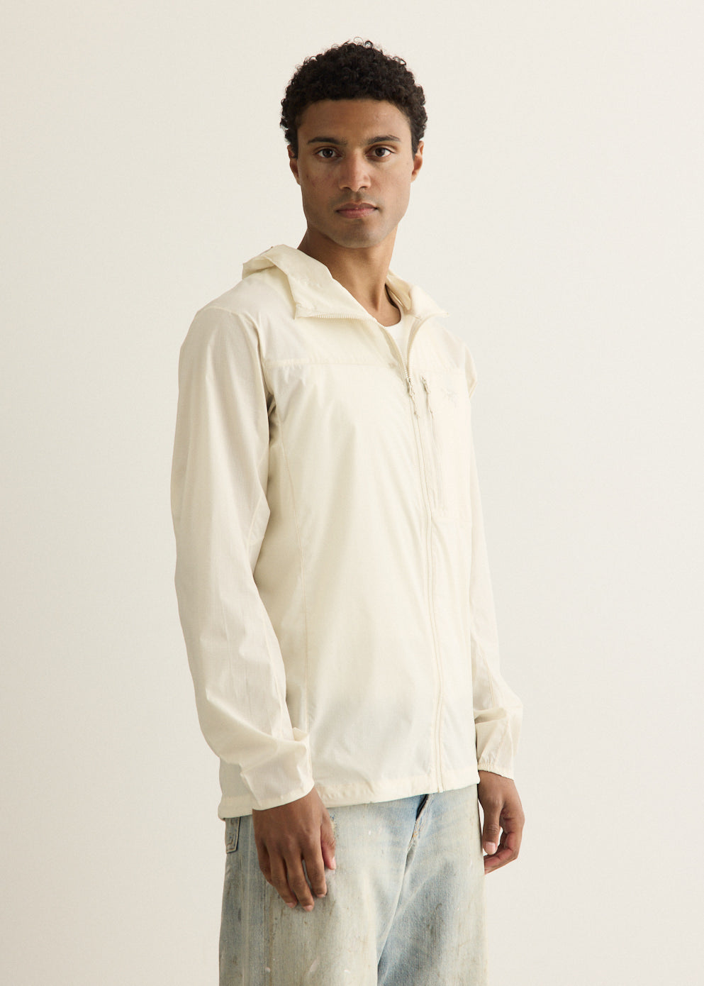 Packable Wind Shell Jacket with Adjustable Hood and Water-Repellent Nylon, Self-Stow Pocket