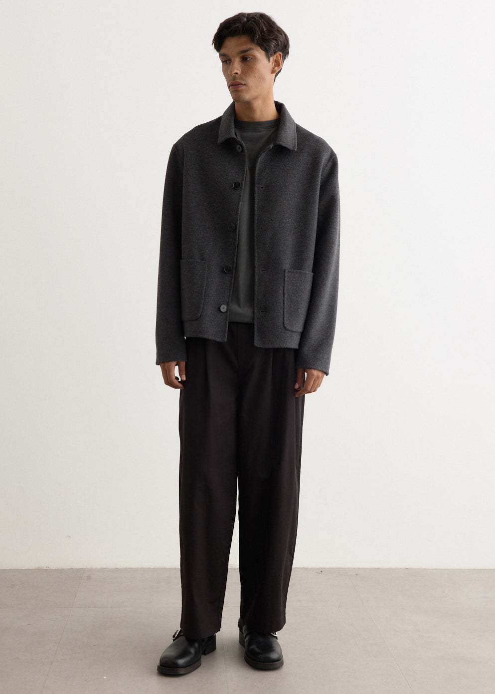 Wide Leg Pleated Pants with Cotton-Lyocell Blend and Crinkle Texture