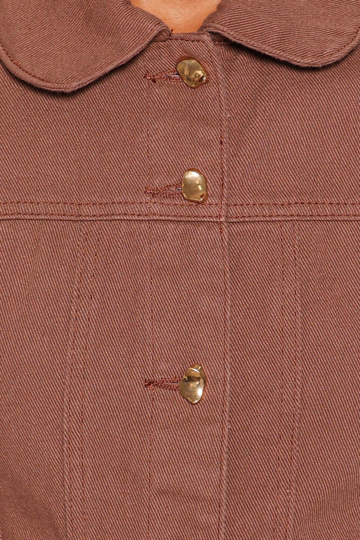 OUTERWEAR Faven Cropped Denim Jacket - Chocolate Brown