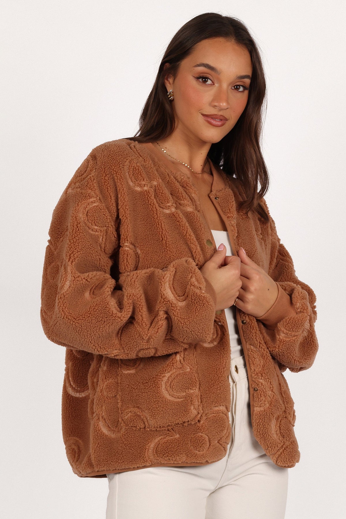 Petal and Pup USA OUTERWEAR Lasky Flower Pattern Button Down Jacket - Camel