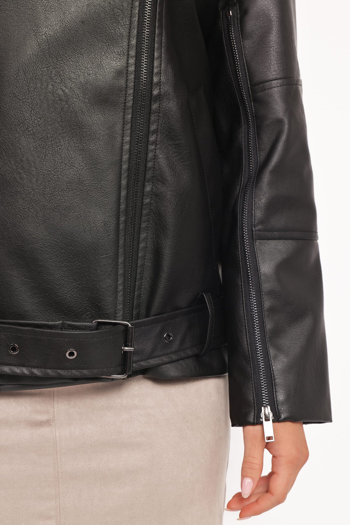 Petal and Pup USA OUTERWEAR Parsons Oversized Faux Leather Moto Jacket - Black