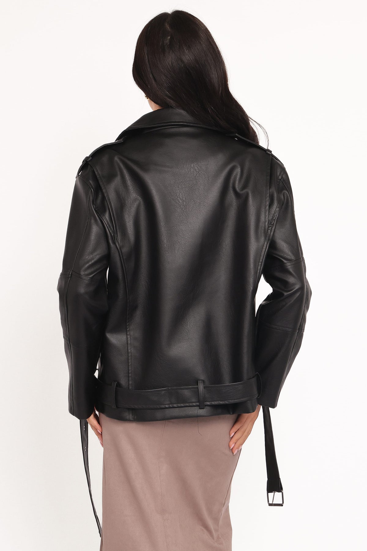 Petal and Pup USA OUTERWEAR Parsons Oversized Faux Leather Moto Jacket - Black