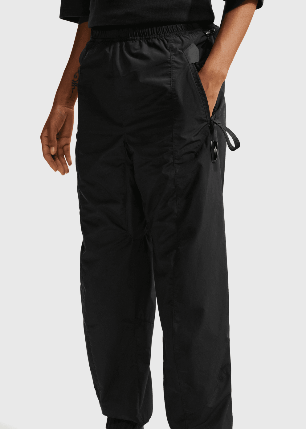 Nylon Track Pants with Mesh Lining and Removable Back Pouch, Reflective Accents
