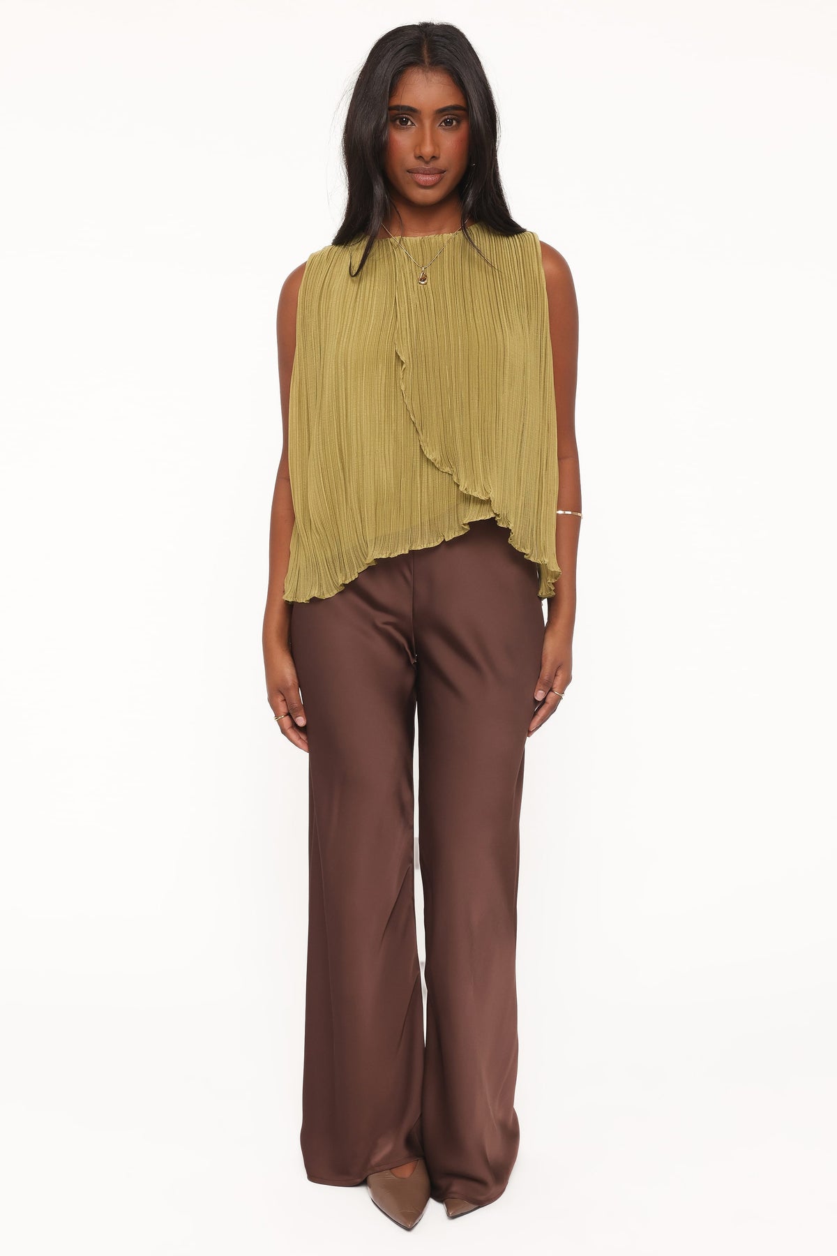 TOPS Marcia Plisse Top - Green