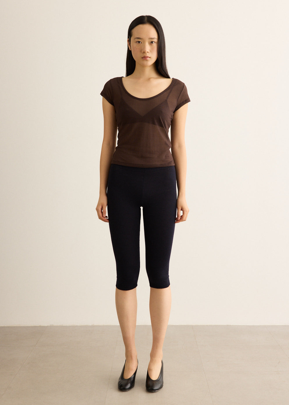 Merino Wool Knitted Leggings with Elasticated Waistband, Below-Knee Length