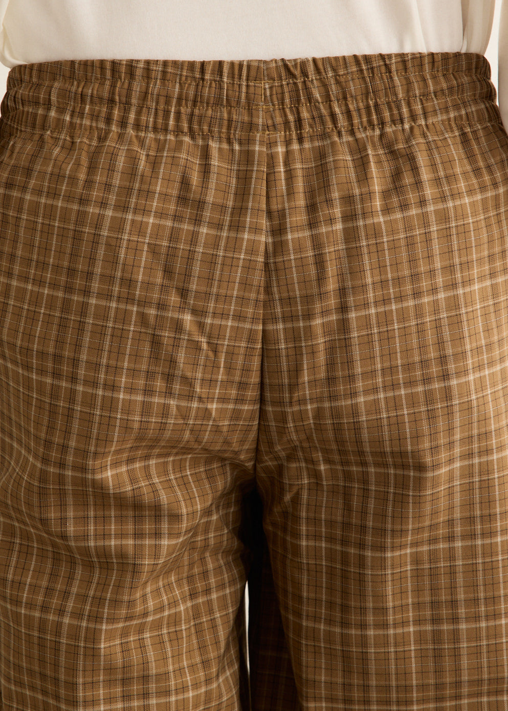 Loose Fit Track Pants with Check Pattern and Adjustable Leg Bungees