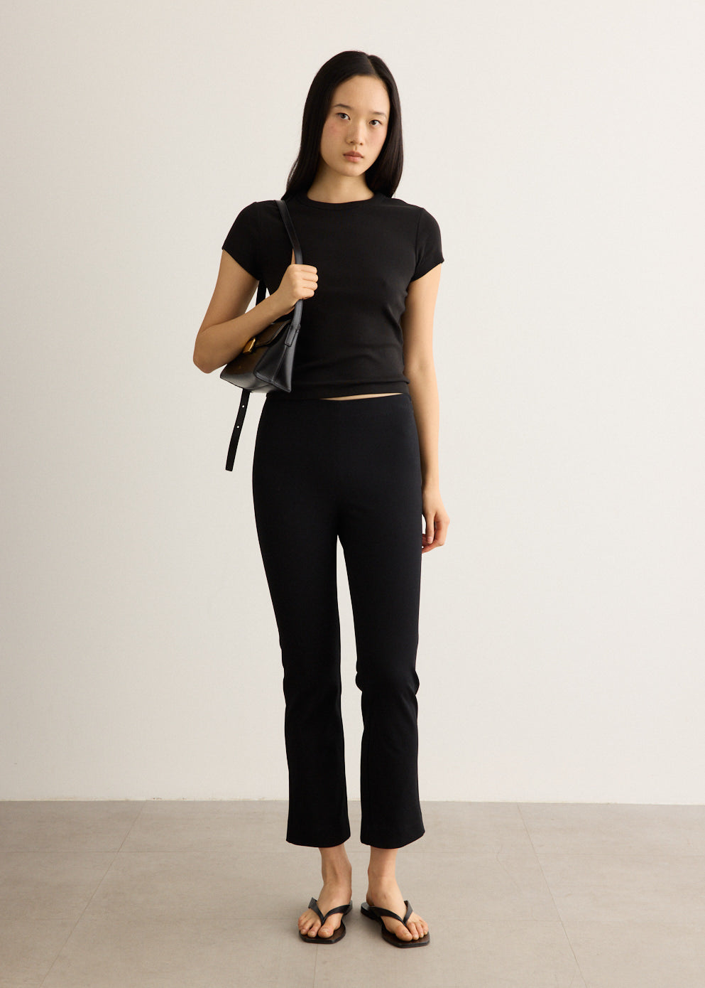 Slim Fit Cropped Pants with Mid-Rise Waist and Invisible Zipper
