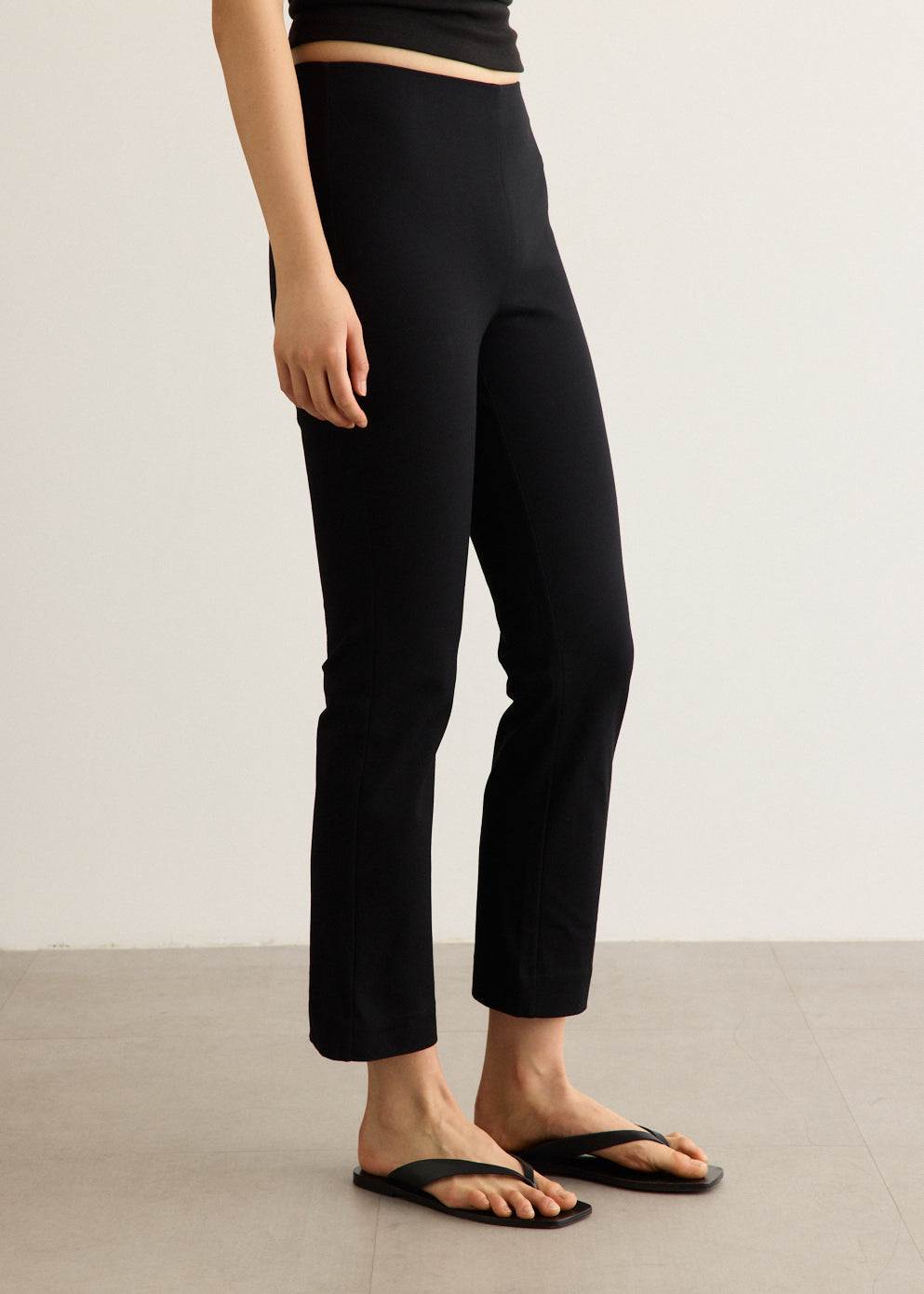 Slim Fit Cropped Pants with Mid-Rise Waist and Invisible Zipper