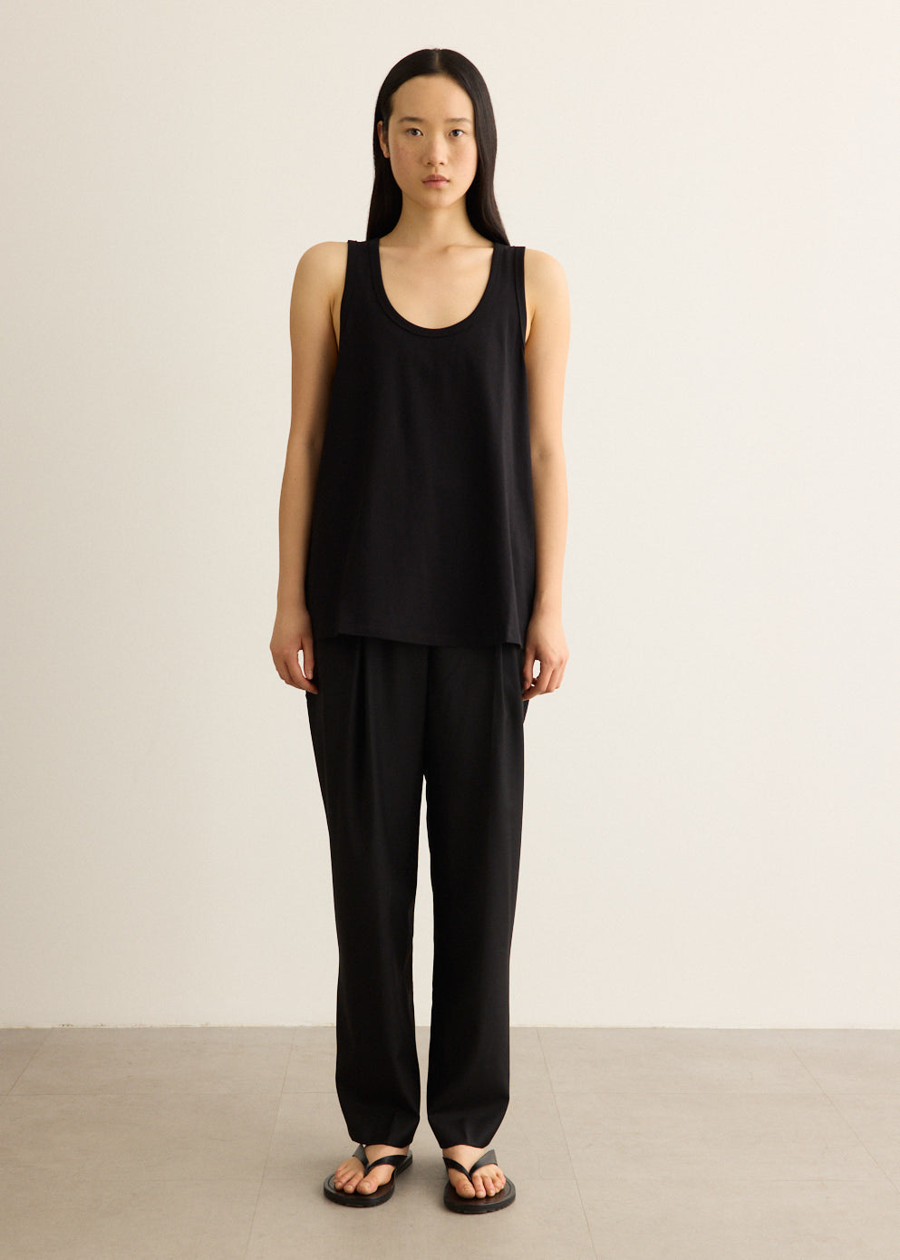 Wool Straight Leg Pants with Double Pleats and Tailored Fit